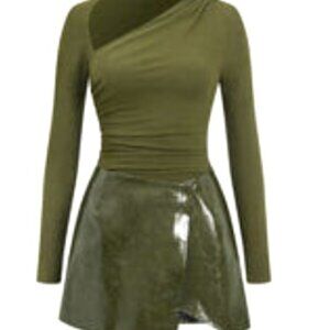 Faux Leather Patchwork Long Sleeve Mini Dress SOLD OUT IN STORES